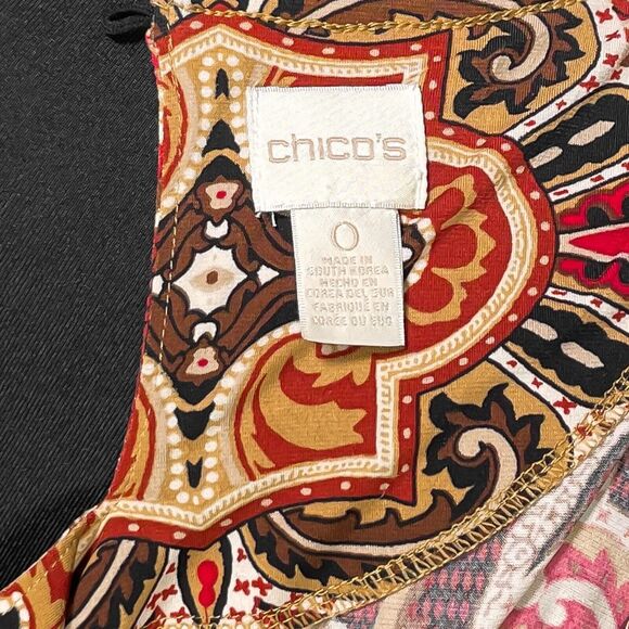 Chico's Women's Blouse Paisley Stretch Boho Retro Artsy Bell Sleeve Top 0 US S/4 - Picture 3 of 8